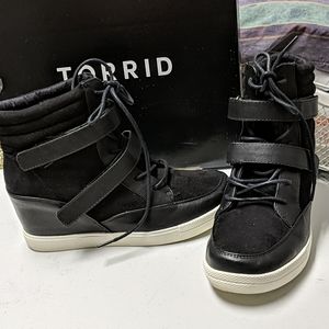 Torrid faux leather and faux suede wedge sneakers